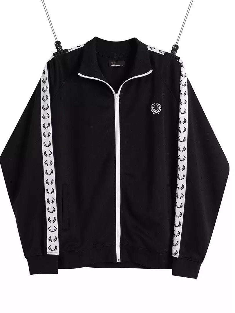 Fred Perry Laurel Wreath Taped Track Jacket Black